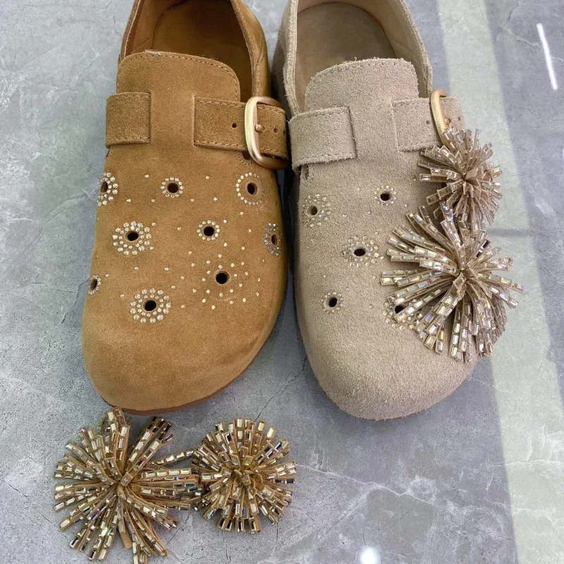 2026 New Women Suede Clogs Slippers Soft Insole Sandals with Arch Support Shoes Outdoor Beach Suede Clogs Slippers Women Sandals