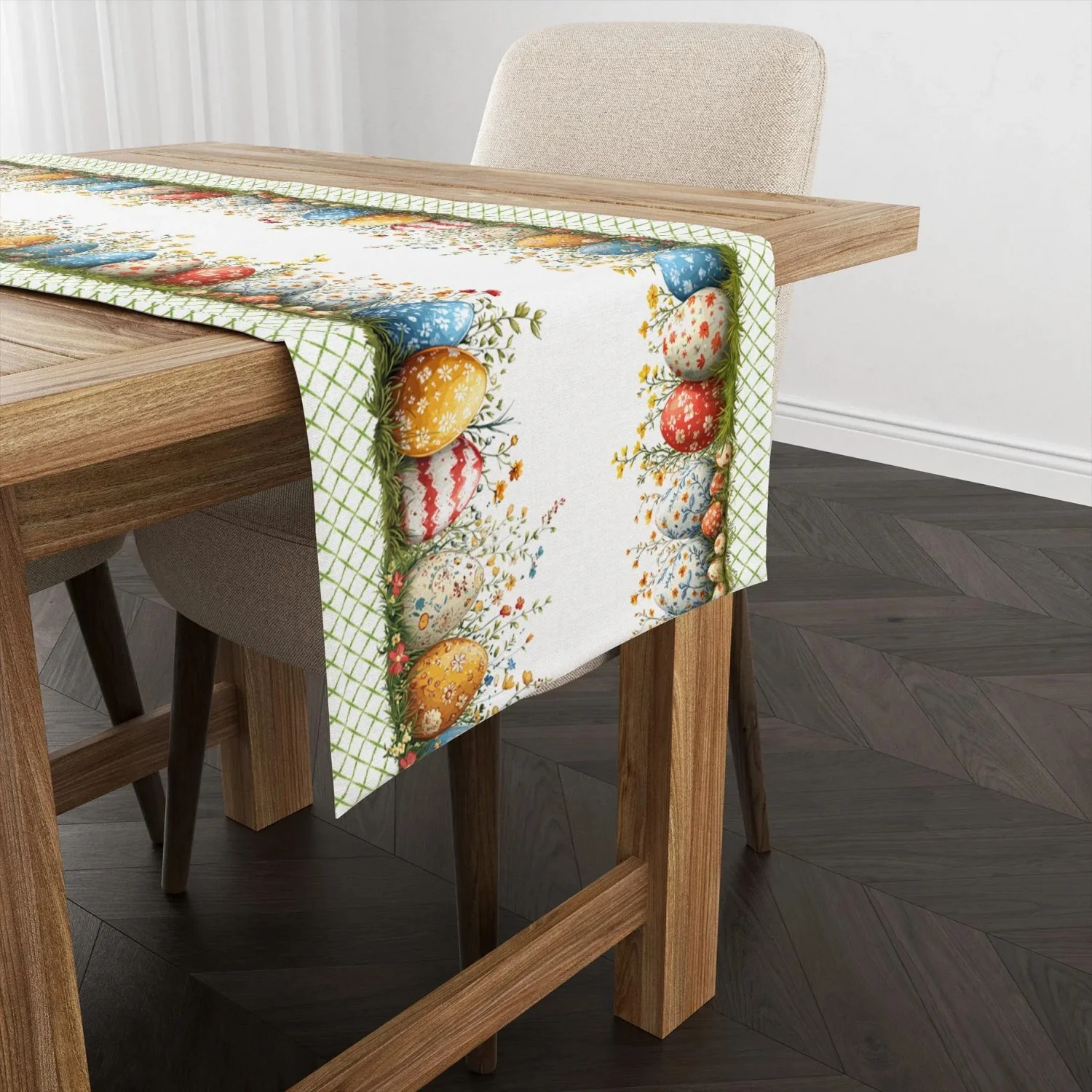 Easter Table Runner, Colorful Floral easter Egg table runner, Easter gift,easter decoration best selling