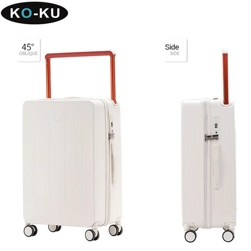 KO-KU Wide Handle Type-C Port Multifunctional Luggage 20\'\' Password Boarding Box Universal Wheel Suitcase 24/26Inch Trolley Case