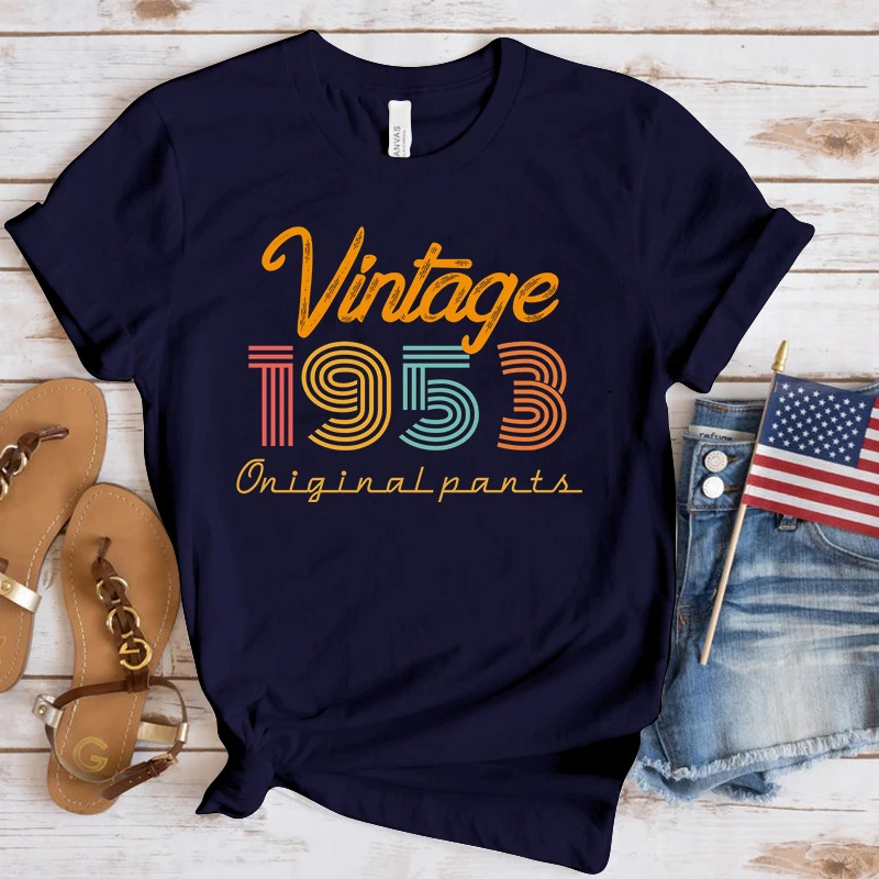 (Premium T-shirt)Hot Vintage 1953 Print T-Shirt Loose Short Sleeve Harajuku Casual Tops Women T-Shirt(Fast Delivery)