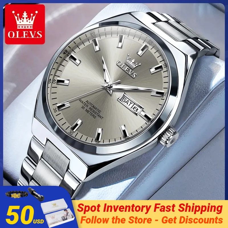 OLEVS 9907 Original Brand Watch for Men Auto Date Week Waterproof Luminous High Quality Stainless steel Man Wristwatches