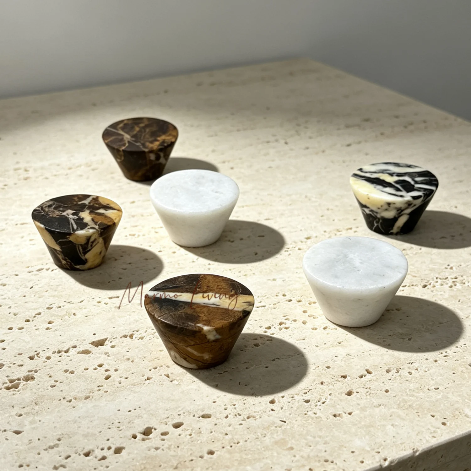 High End Black Portoro Stone Knob 100% Natural Marble Door Handle Art Decor Drawer Pull for Wardrobe Cabinet Drawer Door