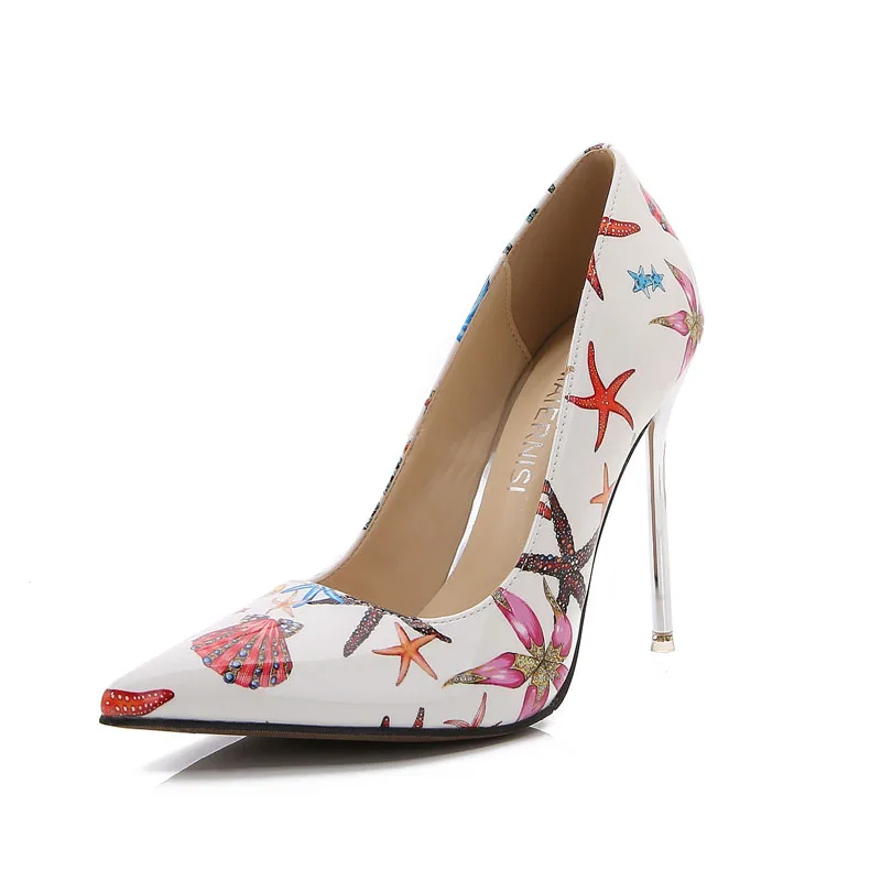 2025 New Custom Women Pumps Spring Autumn Patent Leather Stiletto Printing High Heel Shoes Women Wedding Party Shoes WSH4492