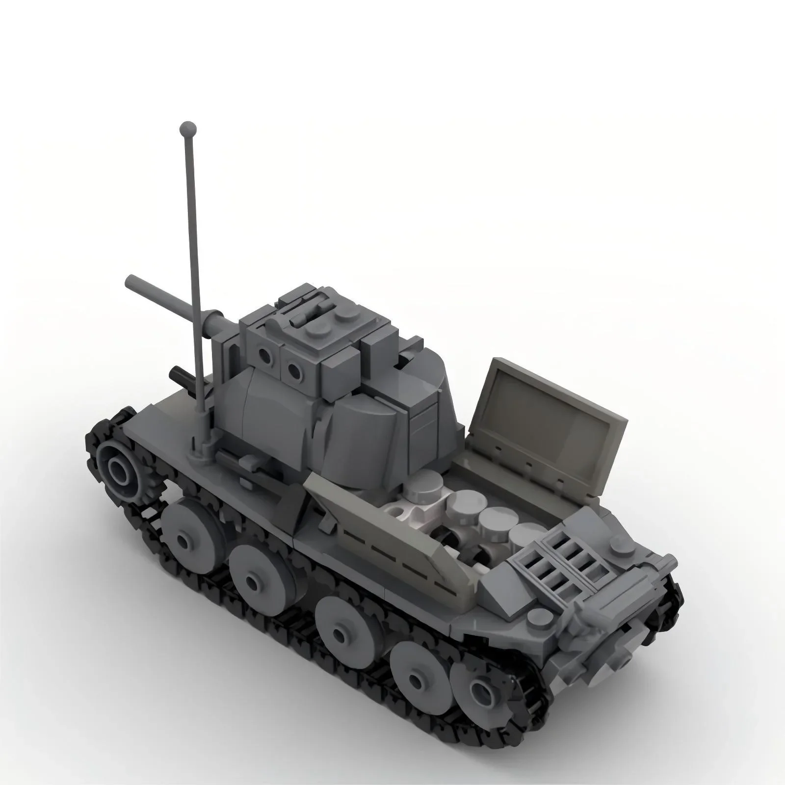 MOC Deutscher Leichter Panzer LT-38 Militärisches Gepanzertes Artilleriefahrzeug Bausteine Kinderpuzzle Spielzeug Modell Jungen Geburtstagsgeschenke – Detail 3