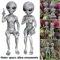 New Outer Space Alien Accessories Statue Martians Garden Figurine Set for Home Indoor Outdoor Decoration Courtyard Ornaments