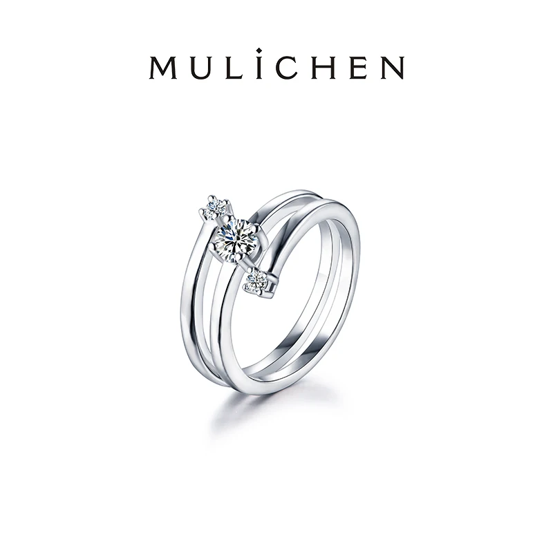 MULICHEN Silver 925 Jewelry Plated With White Gold Ring Luxury Brand Fashion Valentine Gift 1ct Moissanite Ring Free Shipping