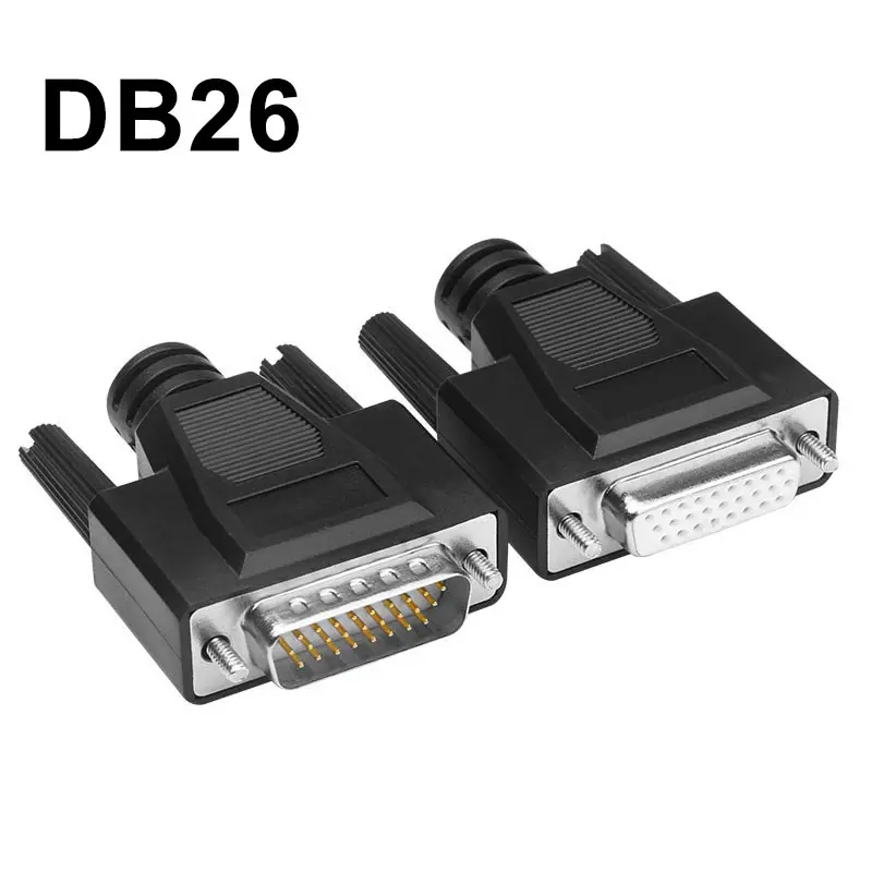 DB26 HDB26 3 Rows of 26 Pin Plug Soldering Connector D-SUB 26pin Black Male Female Welding Wire Type Connectors 1Pcs