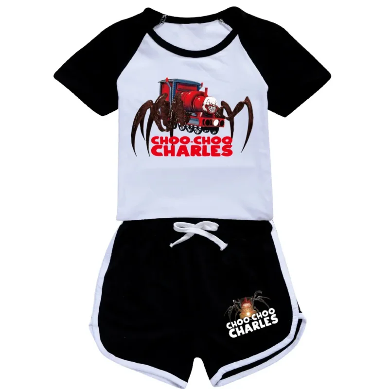 Choo Choo Charles Game Toddler Boy Clothe Summer Pajamas Cotton Short Sleeve TShirt   Shorts Costume Girls Casual Sportswear Set