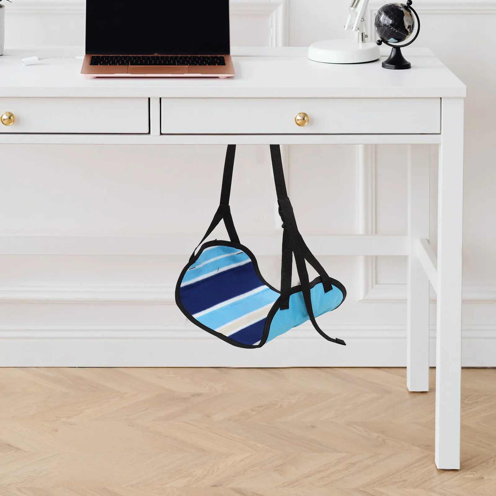 

Portable Foot 48x24cm Oxford Cloth Blue Striped Travel Airplane Footrest Office Plane Flight Relaxation Footrest