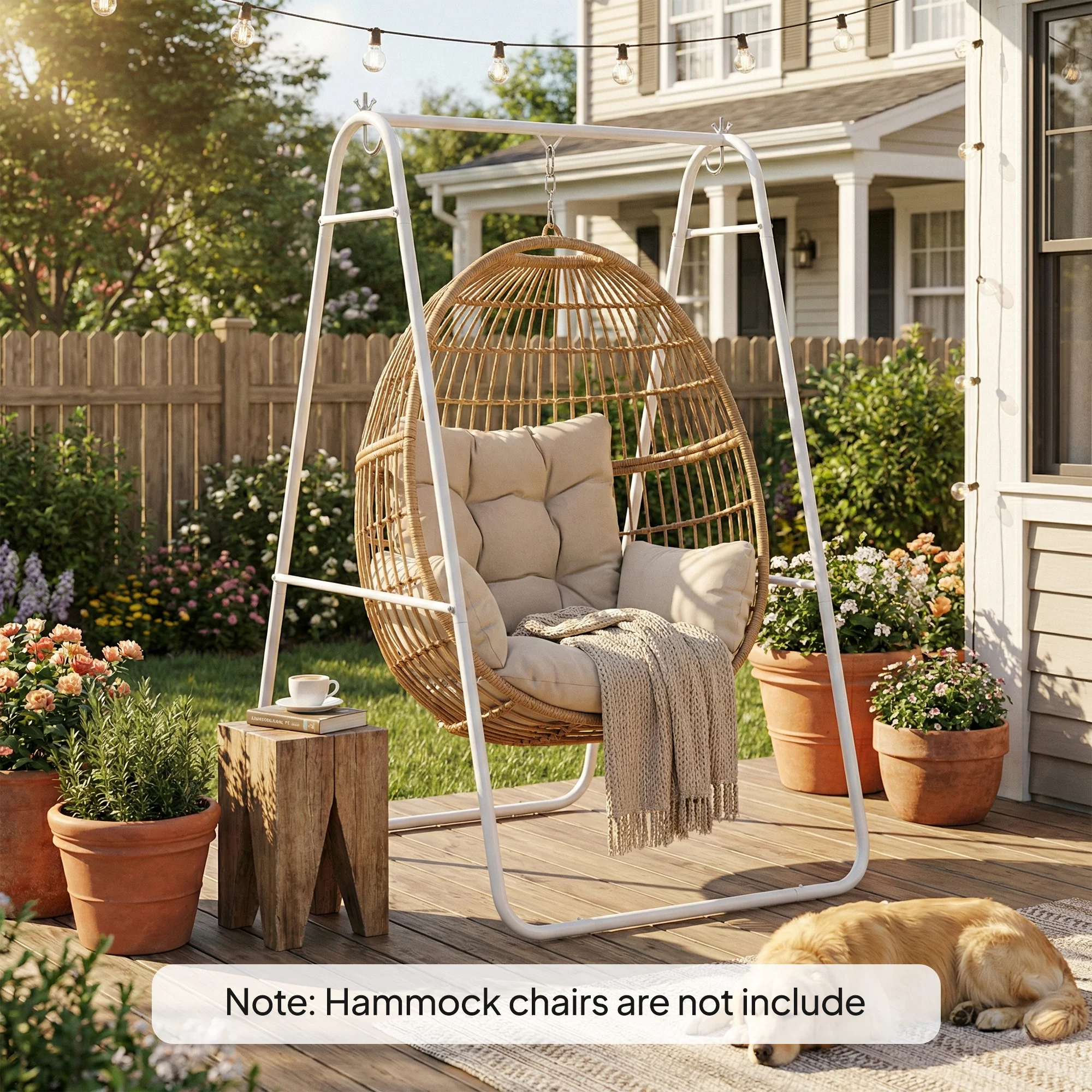 Outsunny Hammock Chair Stand, Stand Only, 330 Lbs, White