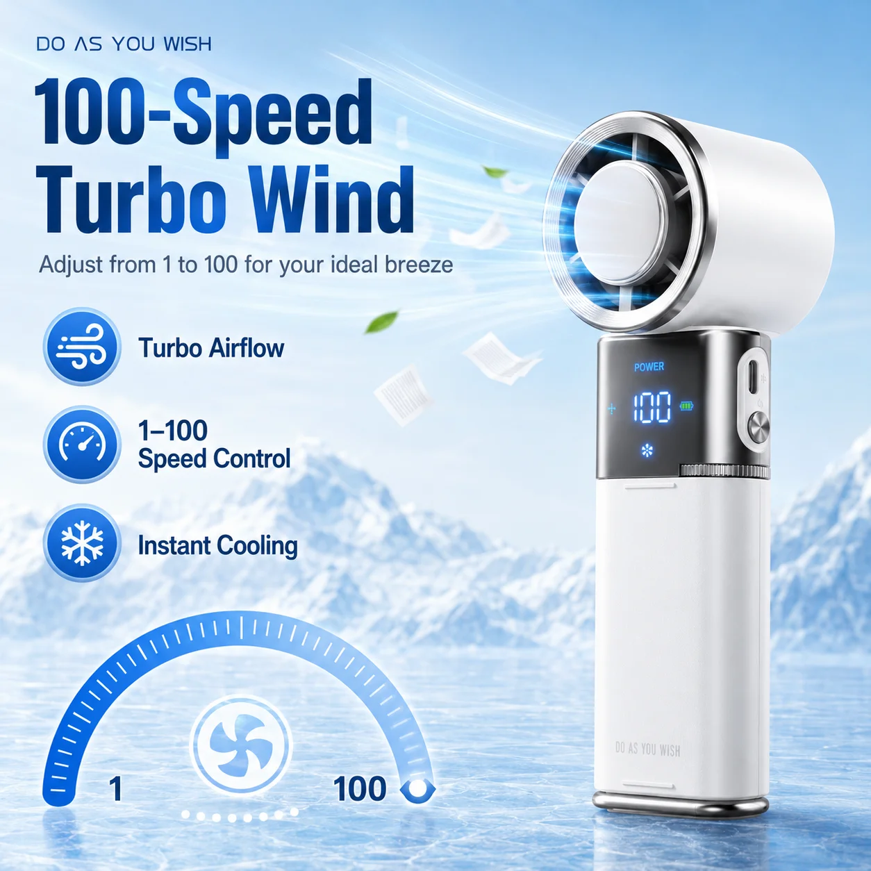 100段階風量調節ミニハンディファン-6000mahモバイルバッテリー-緊急時携帯充電器-急速冷却-ポータブル-旅行用-アウトドア旅行に最適