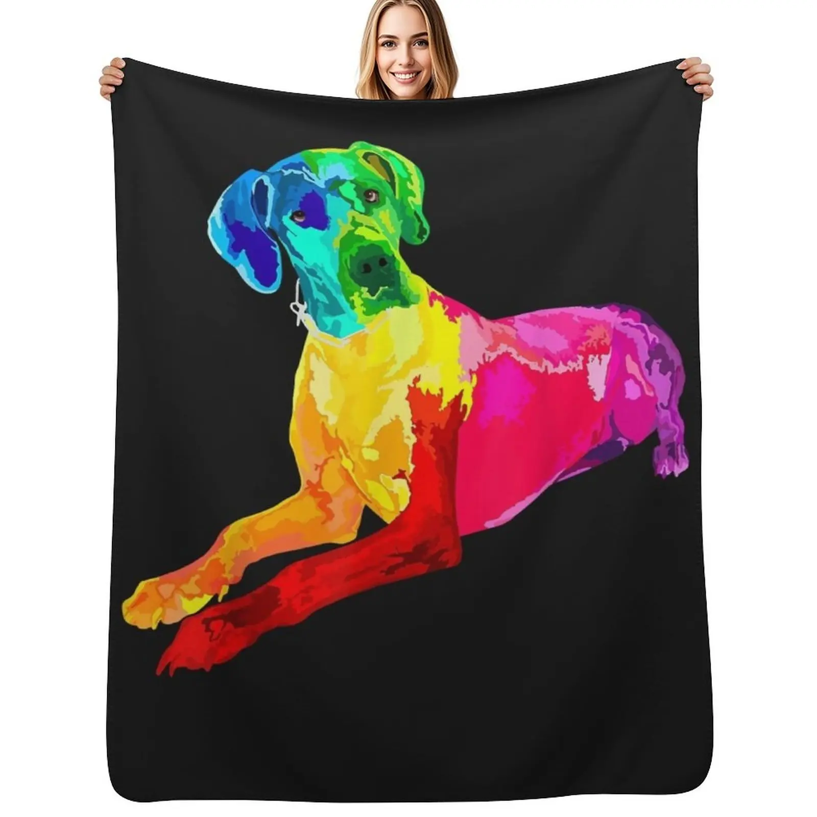 

Dog Lover Gifts Great Dane For Women Colorful Great Dane Men Throw Blanket Multi Use Warm Blanket for Living Room Bedroom
