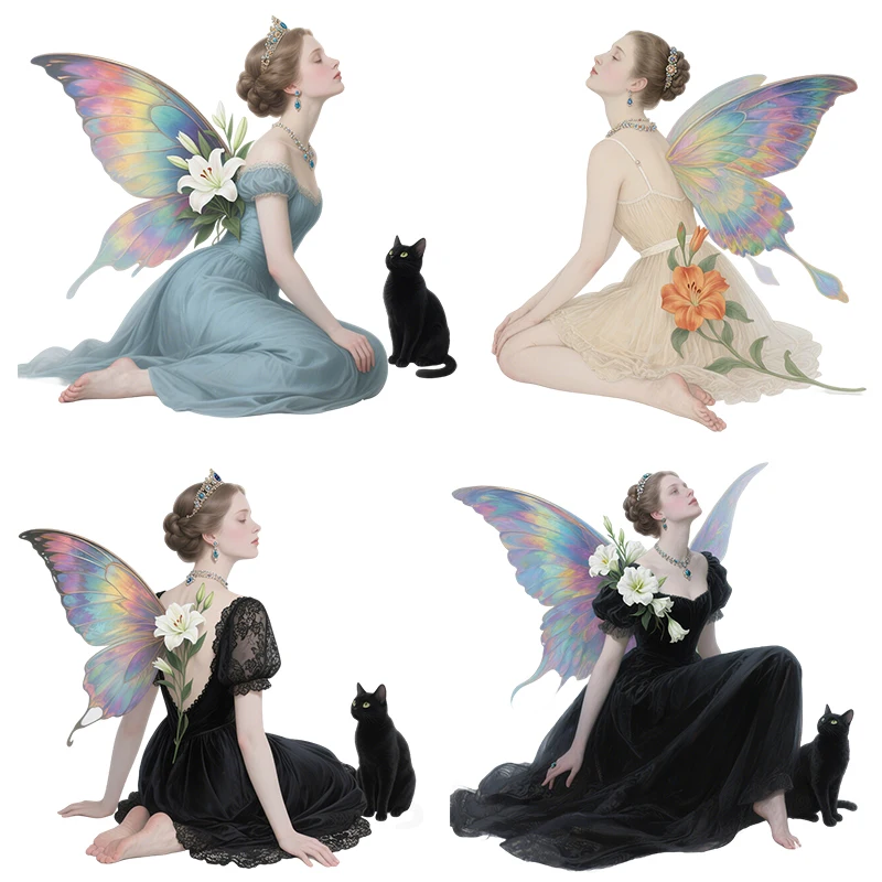 Three Ratels CEE113 Medieval style beautiful girl and cat art wall stickers for home decoration car decals waterproof