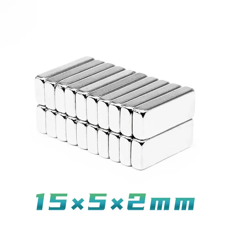 10/20/50/100/150/200/300PCS 15x5x2 Block Search Magnet Strong N35 Quadrate Permanent Neodymium Magnet Sheet 15x5x2mm 15*5*2 mm