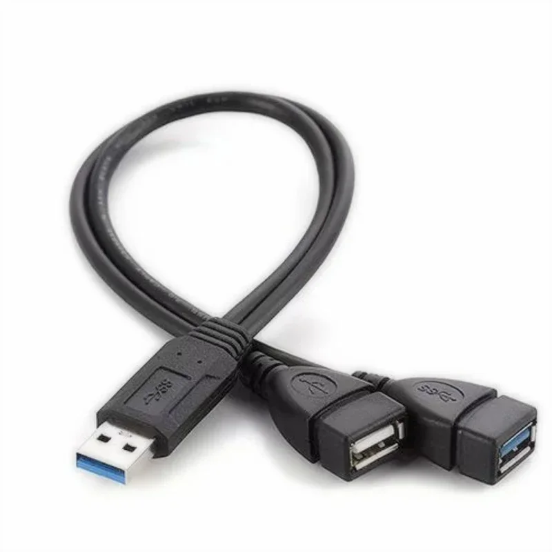 Universal USB 3.0 2.0 2 Port Hub Male To Dual Female Jack Splitter Data Cable Adapter Cord For Laptop Computer
