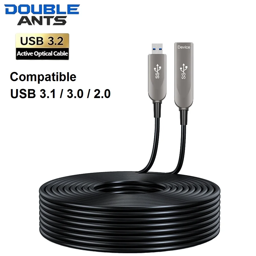 Optical USB 3.2 Gen 2 Extension Cable 10Gbps Male to Female AOC USB 3.1 Fiber Optic Cable for HDD Digital Camera Live Streaming