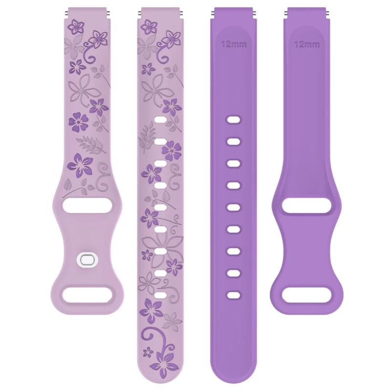 Engraved Double Tone Silicone Straps Band for Band 10/9/8 With Secure Lock Mechanism and 12mm Width 83CE