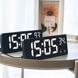 Electronic Clock LED With Teperature Voice Control Digital Alarm Clock Night Mode Desktop Clock Anti-disturb Funtion Home Decor