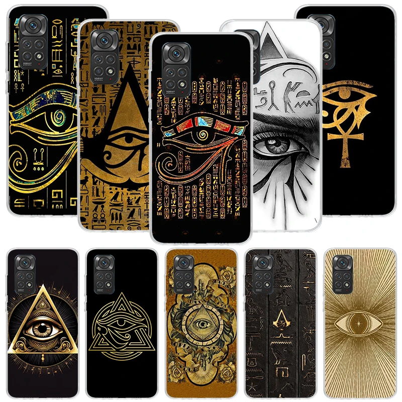 Sacred Eye of Horus Egypt Fresco Phone Case For Xiaomi Redmi Note 13 12S 12 11S 10 9 8 10S 11 11T 11E Pro Plus + 9S 8T 7 5G Cove