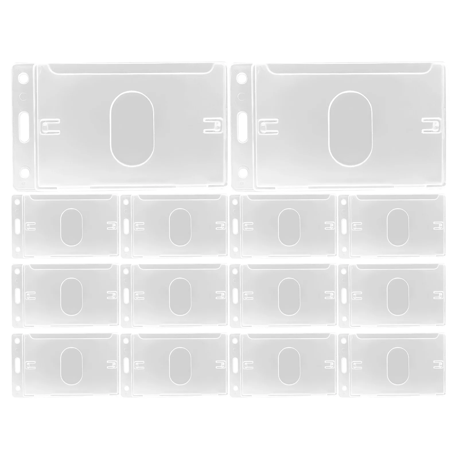 

15Pcs Id Card Protective Cover Transparent Plastic Badge Sleeve Vertical Hard Case for Name Tags Compatible with Lanyards Clips