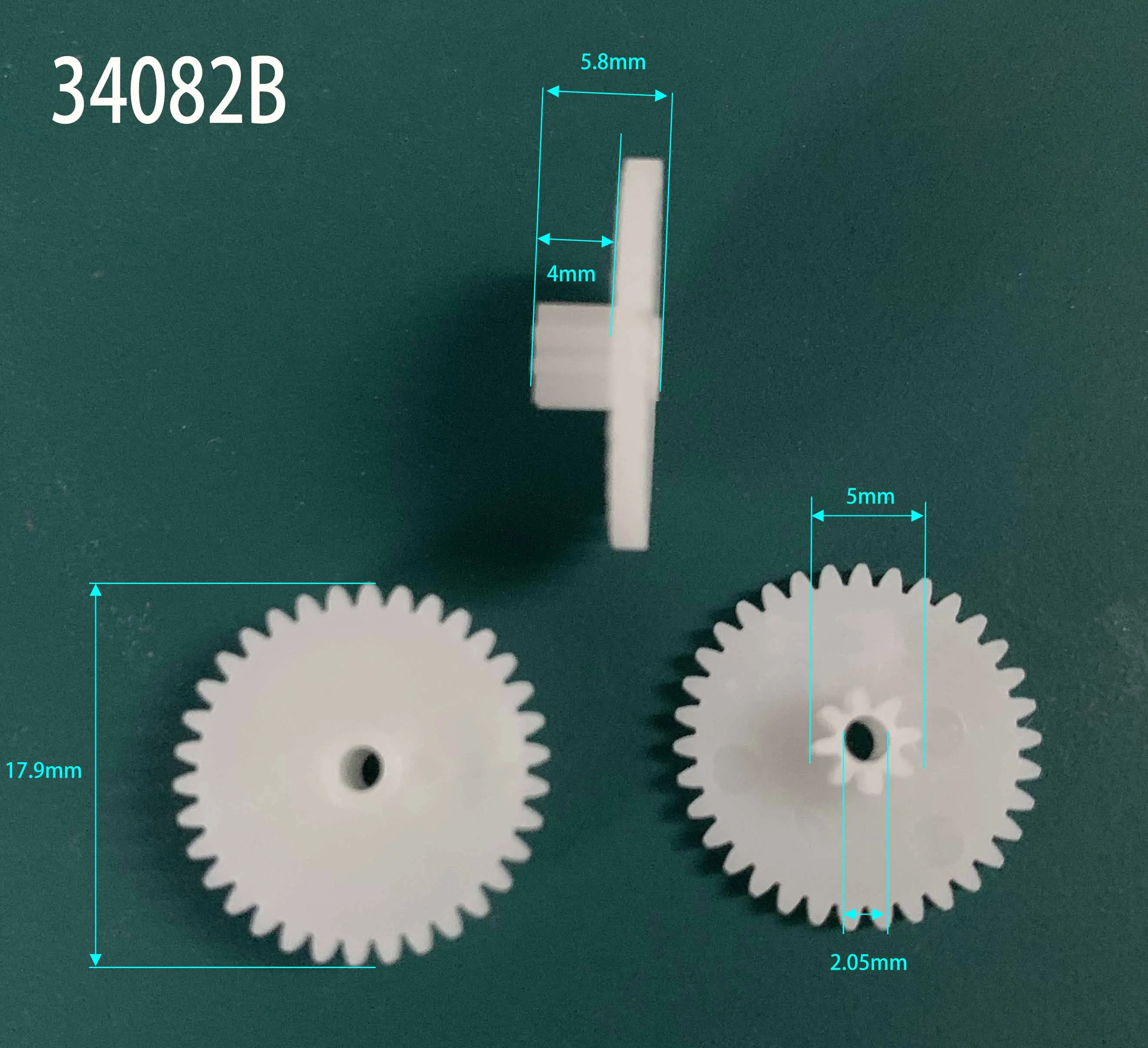 34082B 34092B 0.5M Plastic Spur Gear OD 18mm 34 Teeth + 8/9 Teeth 2mm Loose Fiting DIY Model Steampunk Gears 10pcs/lot