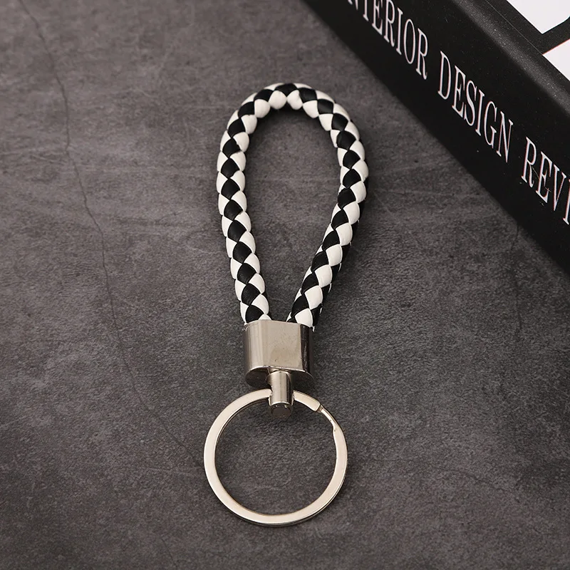 YIKAZE Hand-Woven keychain Multicolor Handmade Braided Leather Cord Keyring inside out car accessories Party Gift Rope Key Chain