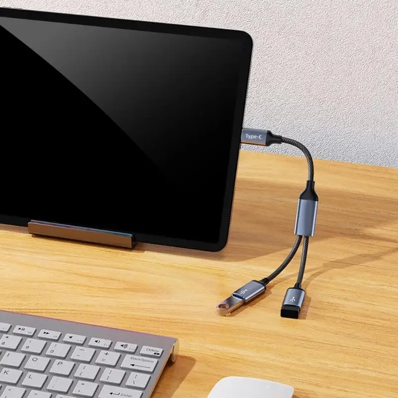 Y1UB USB C To 2/3 Port Adapter Fast Charging Data Sync OTG Enable For Phones Laptops