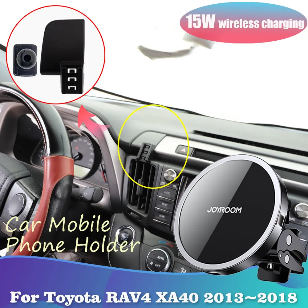 

Car Phone Holder for Toyota RAV4 XA40 XLE LE 2013~2018 2014 Magnetic Support Wireless Fast Charging Sticker Accessories iPhone