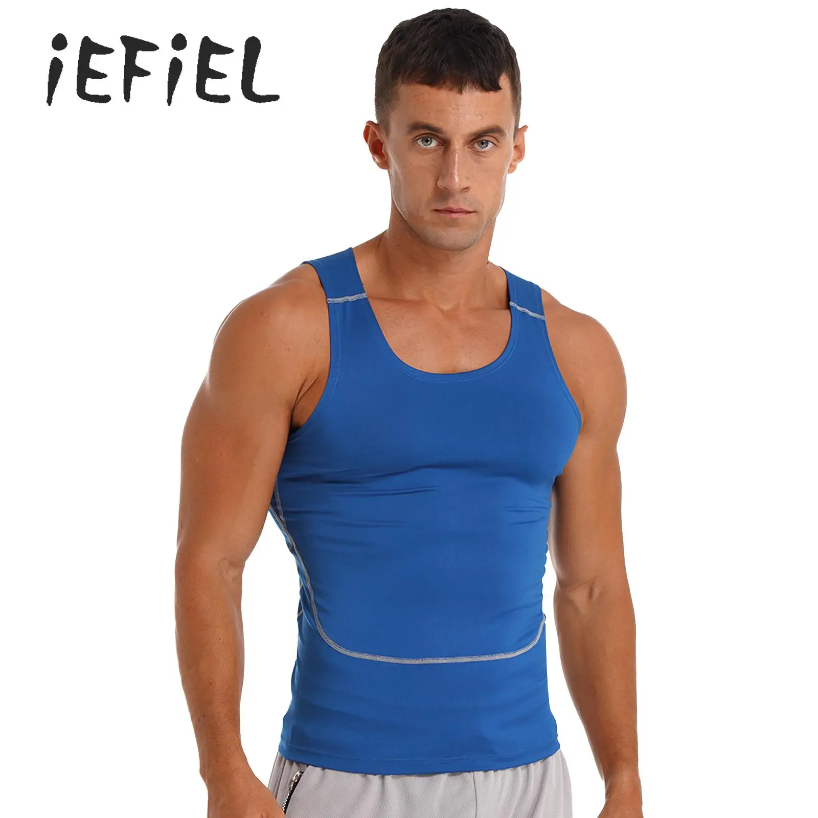 Men's Rash Guard Shirt Sleeveless UV Protection Compression Tank Top Quick Dry Swim Shirt Swimming Workout Fitness T-Shirt Vest