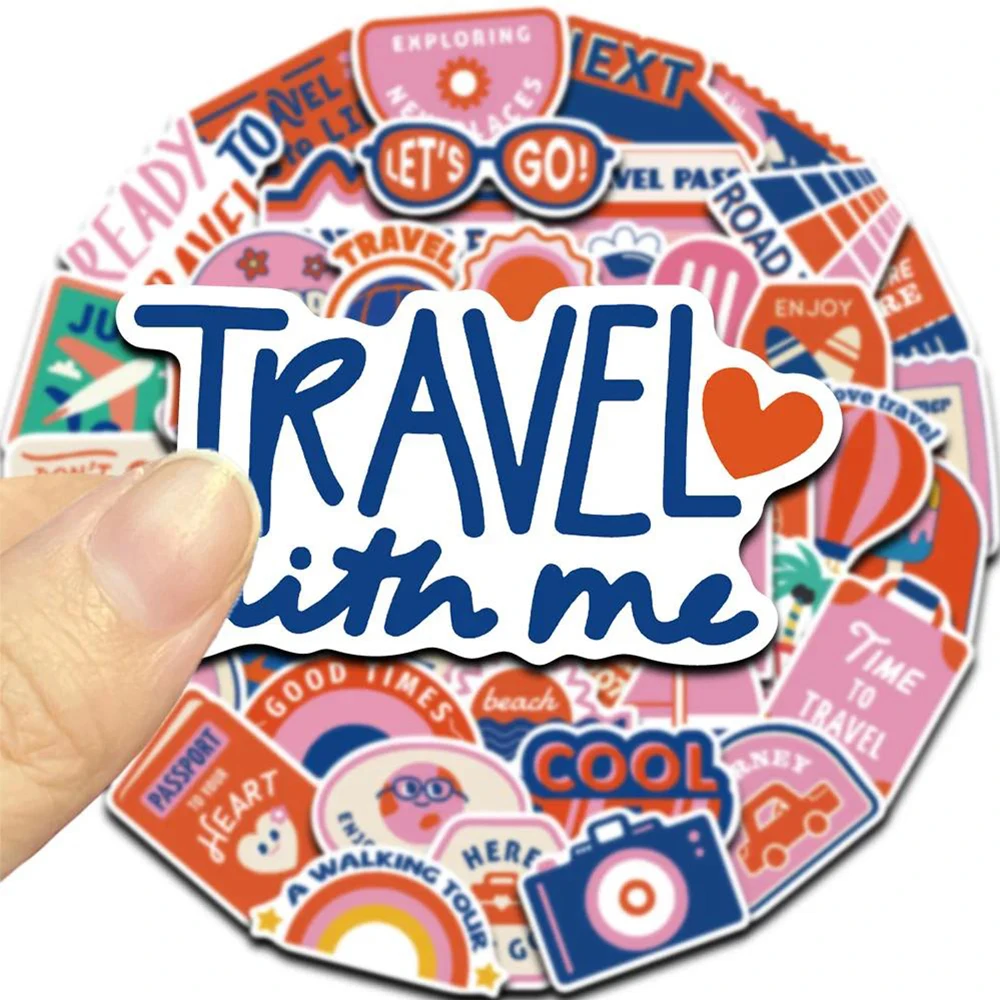 

10/30/50pcs Cartoon INS Style Pink Travel Stickers Creative Graffiti Decal for Notebook Guitar Scrapbook Cute Decoration Sticker