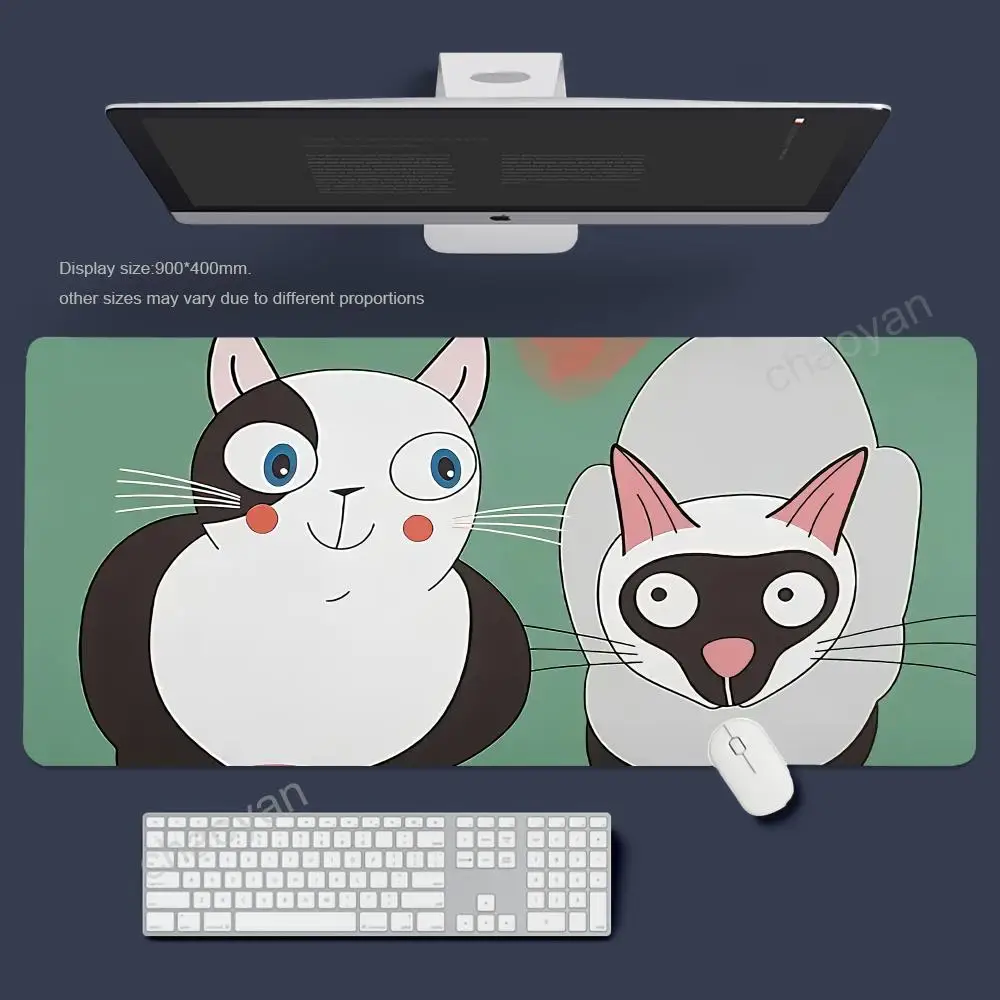 

Коврик для мыши с двумя котами, геймерские офисные аксессуары, компьютерный шкаф, игровой настольный коврик, компьютерные столы, клавиатура, игровые коврики, игровой коврик
