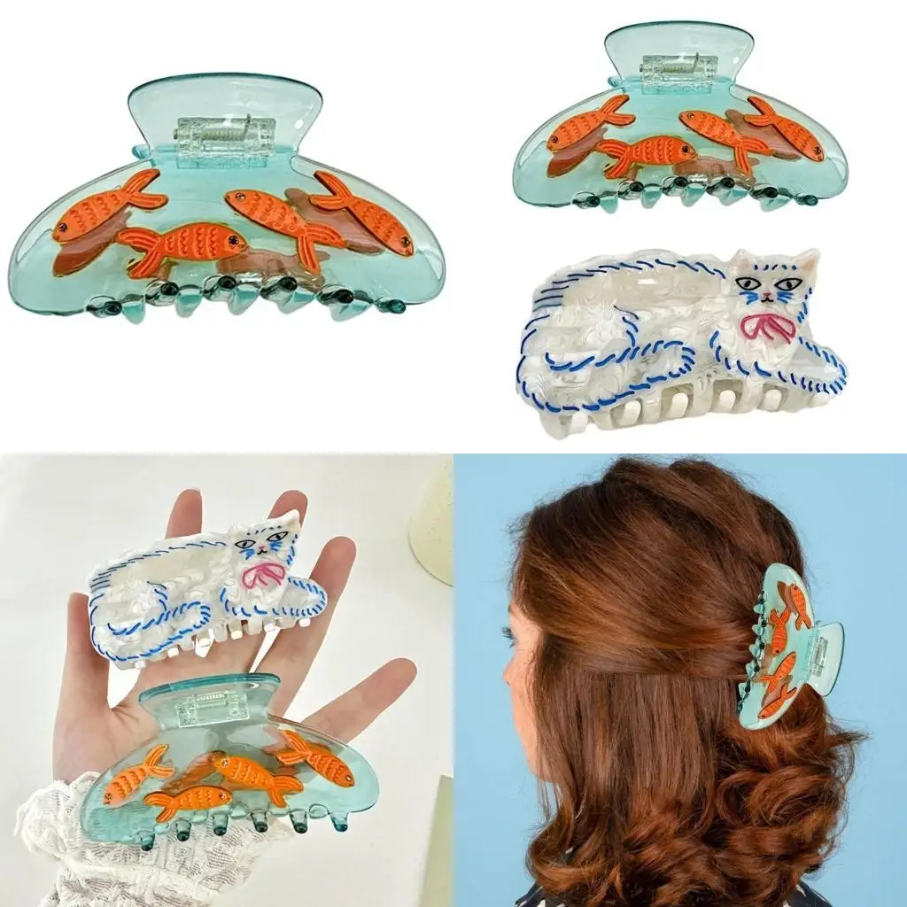 

652F Kitten Hair Clip for Women Large Barrettes Kitten Hair Jaw Clips