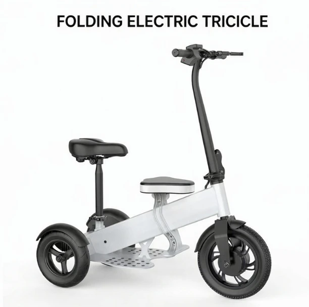 Foldable Electric Tricycle Mini 3 Wheel Scooter Parent Child Family Mobility Vehicle Compact Home Elderly Passenger Cargo Bike