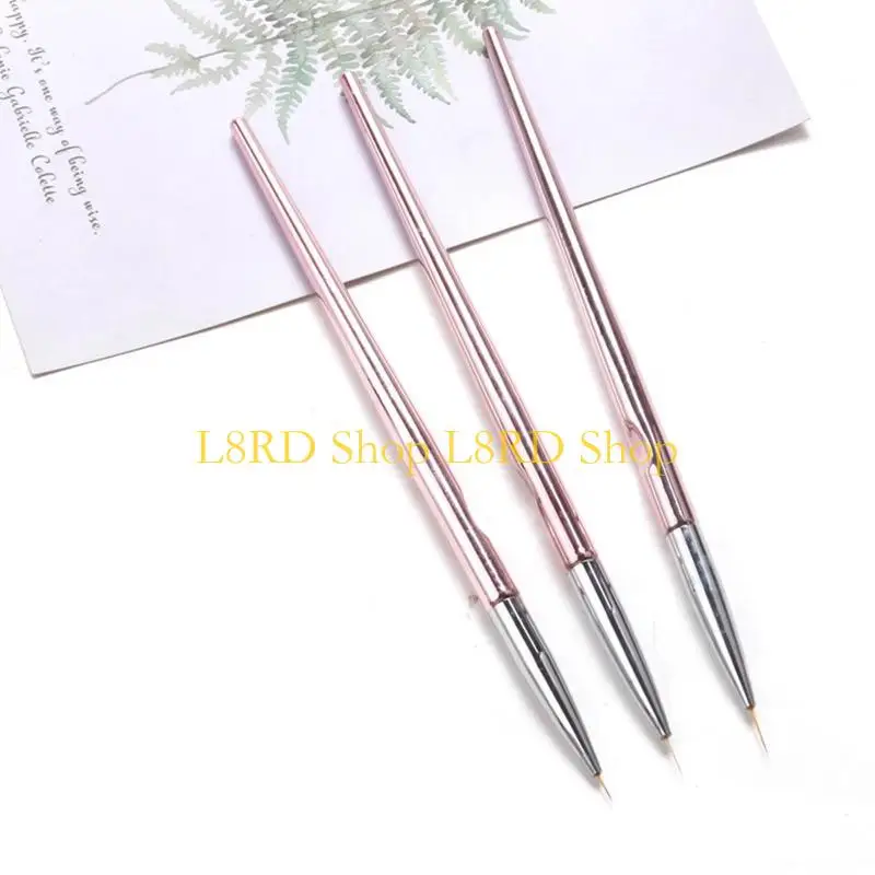 L8RD 3 Different Sizes Carving Acrylic Brush Art Liner Tool Polish Brush Set Painting Pen for Nail Beginner