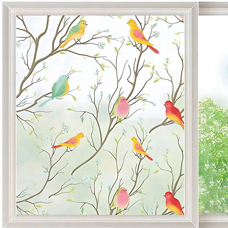 3D птица, матовая оконная пленка для конфиденциальности, витражная оконная пленка, неклейкая статическая липкая стеклянная пленка, декоративная 60 см, простая установка