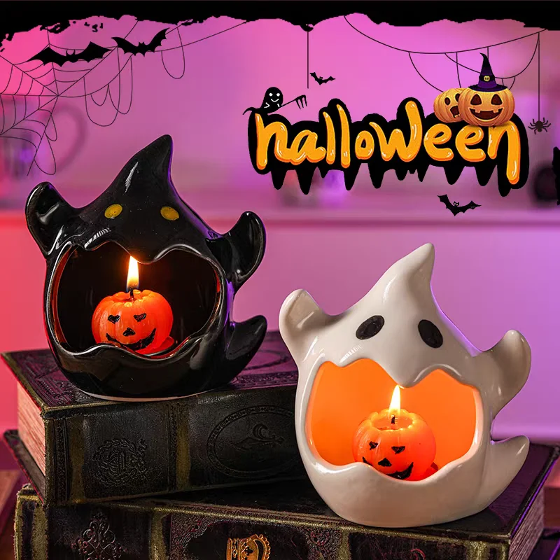 Whimsical Cartoon Ghost Trash Can – Cute Office Decor, Living Room & Home Essentials, Halloween Storage Candle Holder
