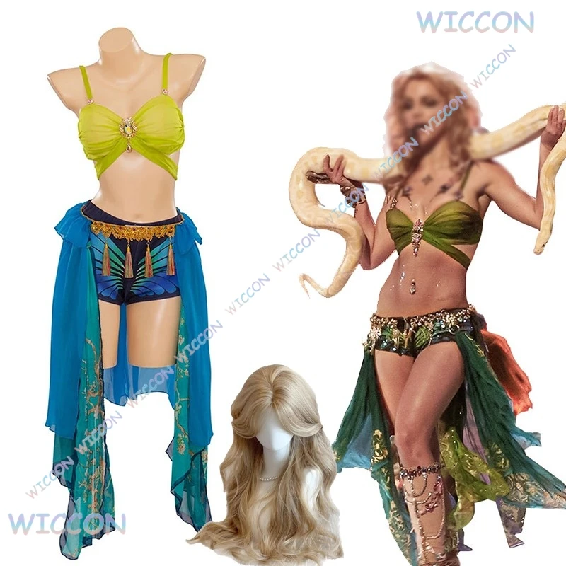 

OHaYo/Super Star Britneyy Cosplay Sweet Girls Sexy Spears Halloween Costume Wild Dance with Snake Style Stage Performance Outfit