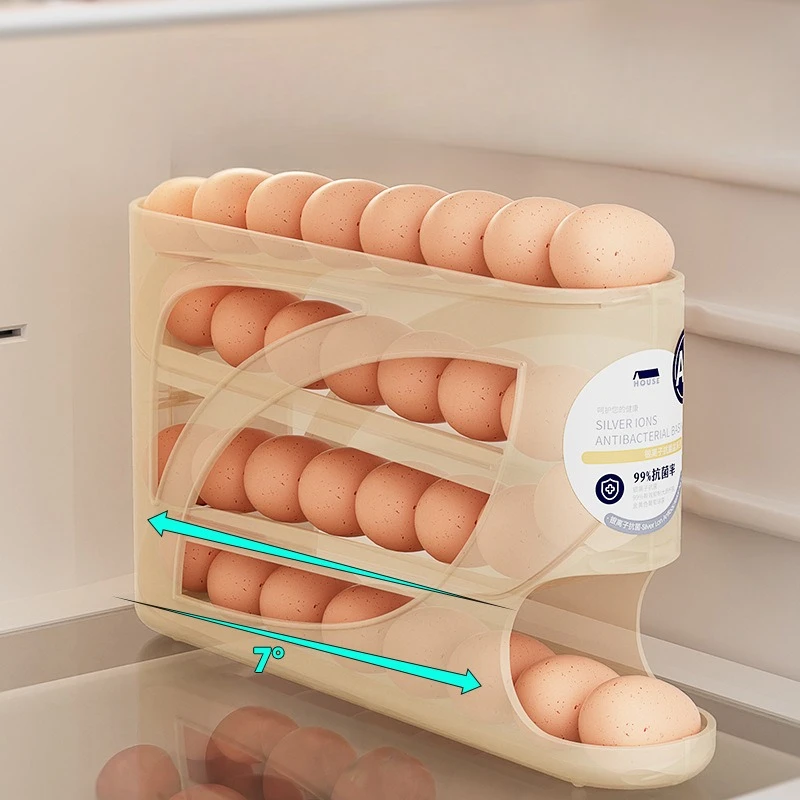 Eieraufbewahrungsbox, Kühlschrank mit seitlicher Tür, Schiebetyp, Eierregalhalter, automatische Rollanordnung