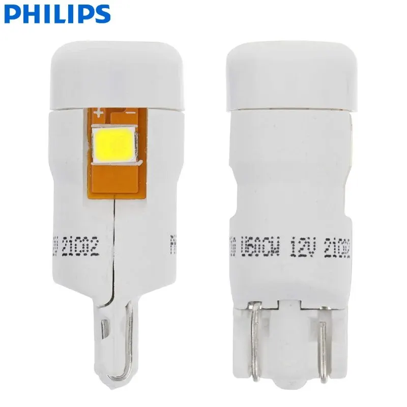 Philips T10 W5W 194 Ultinon LED 6000K Cool White Car Turn Signal Lamp Auto Interior Light Door Reading Plate Bulb 12961ULWX2