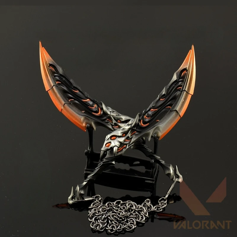 Flood Fury Double Chop Knife 19 cm/7.48 pollici Valorant Periferiche di gioco Tutto in metallo Arma Cosplay Coltelli Modelli Artigianato Regali Giocattoli