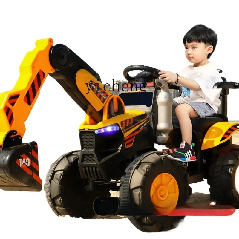 Electric Excavator Children Can Sit Excavator Tractor Toy CarR25