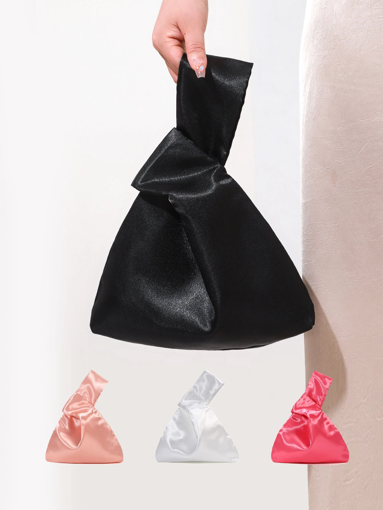 

Классические простые атласные маленькие сумки-тоут для женщин в стиле ретро, розово-красные, розовые, белые однотонные сумки нестандартной формы, вечерняя сумка, маленький кошелек-клатч