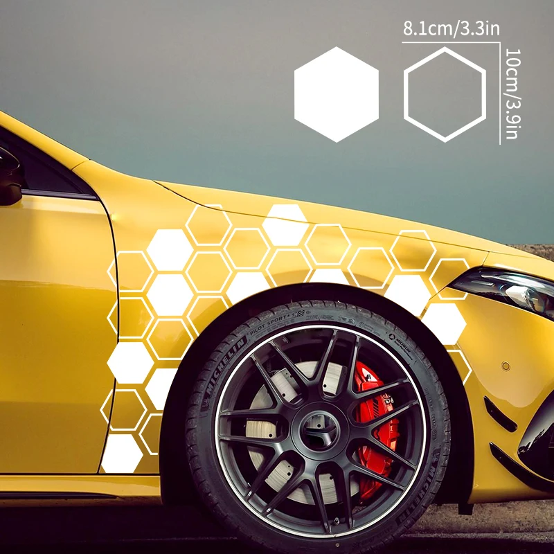 10PCS Hollow/solid Honeycomb Car Stickers DIY Sport Auto Side Door Decoration Vehicle Whole Body Vinyl Decals Open Style Styling