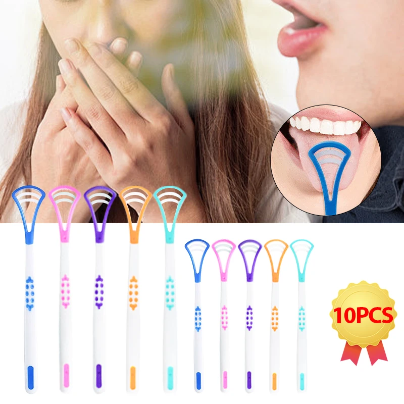 

10Pcs Tongue Scraper Brush Tongue Scraping Cleaner Oral Hygiene Cleaning Brushes Fresh Breath Health Care Silicone Tools