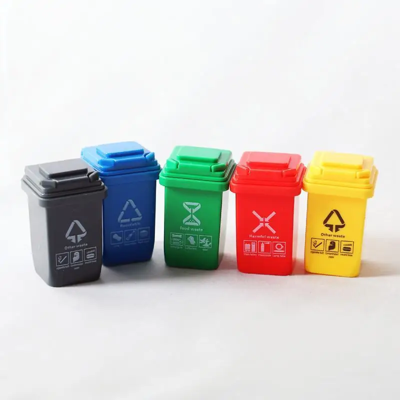 Simulation 1:6 1:12 Dollhouse Mini Trash Can Toy Garbage Truck Cans Curbside Vehicle Bin Toys Kid Simulation Furniture Toy Gift