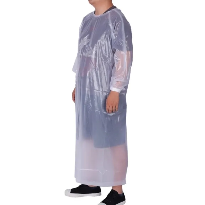 

Length 1.3m Clear Transparent O Neck Long Sleeve Waterproof Rainproof Apron Design Raincoat