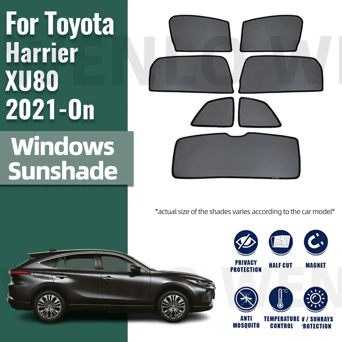 For Toyota Harrier Venza XU80 2021 2022 2023 2024 Magnetic Car Sunshade Front Windshield Curtain Side Window Sun Shade Shield