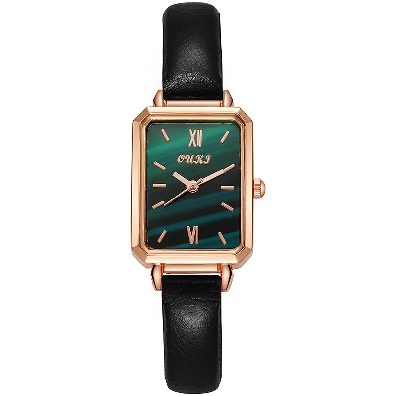 Montre carrée vintage pour femme, bracelet en cuir, ceinture, montre-bracelet, adaptée aux cadeaux, élégante, décontractée, numérique