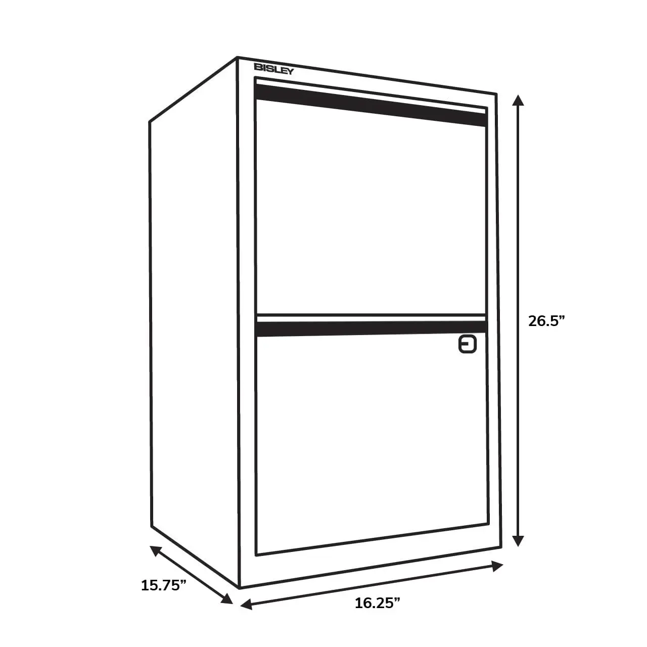 2-Drawer Flush Front Vertical File Cabinet - Black