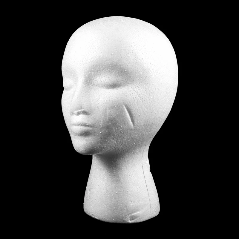 27.5 x 52cm Dummy / mannequin head Female Foam(Polystyrene) Exhibitor for cap, headphones, hair accessories
